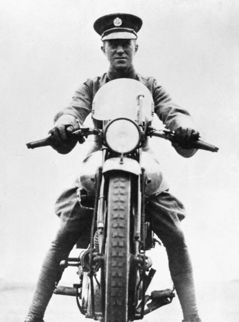 Lawrence on his Brough Superior motorcycle 